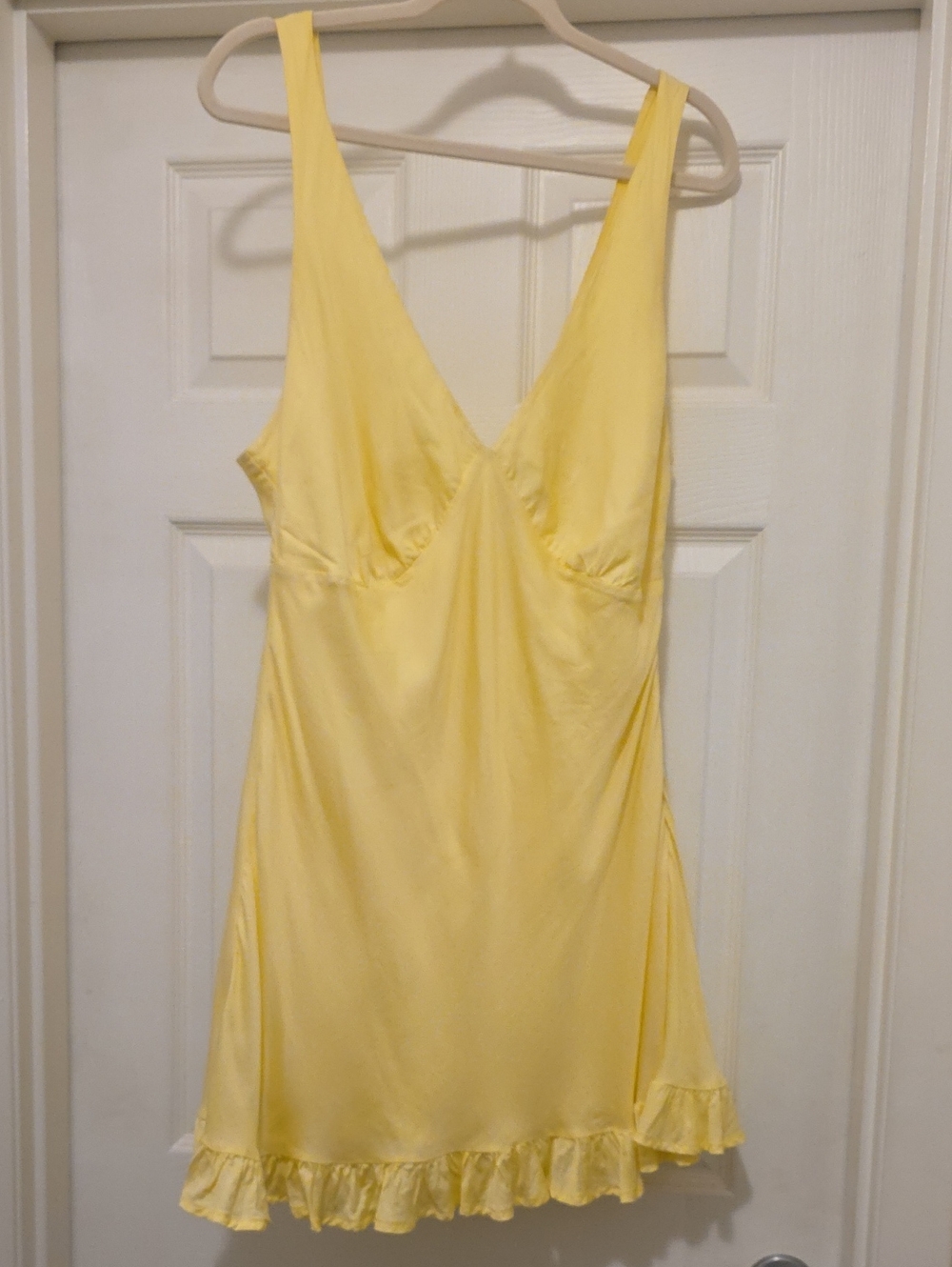 PINK Victoria's Secret Yellow Ruffle-Hem Slip Dress